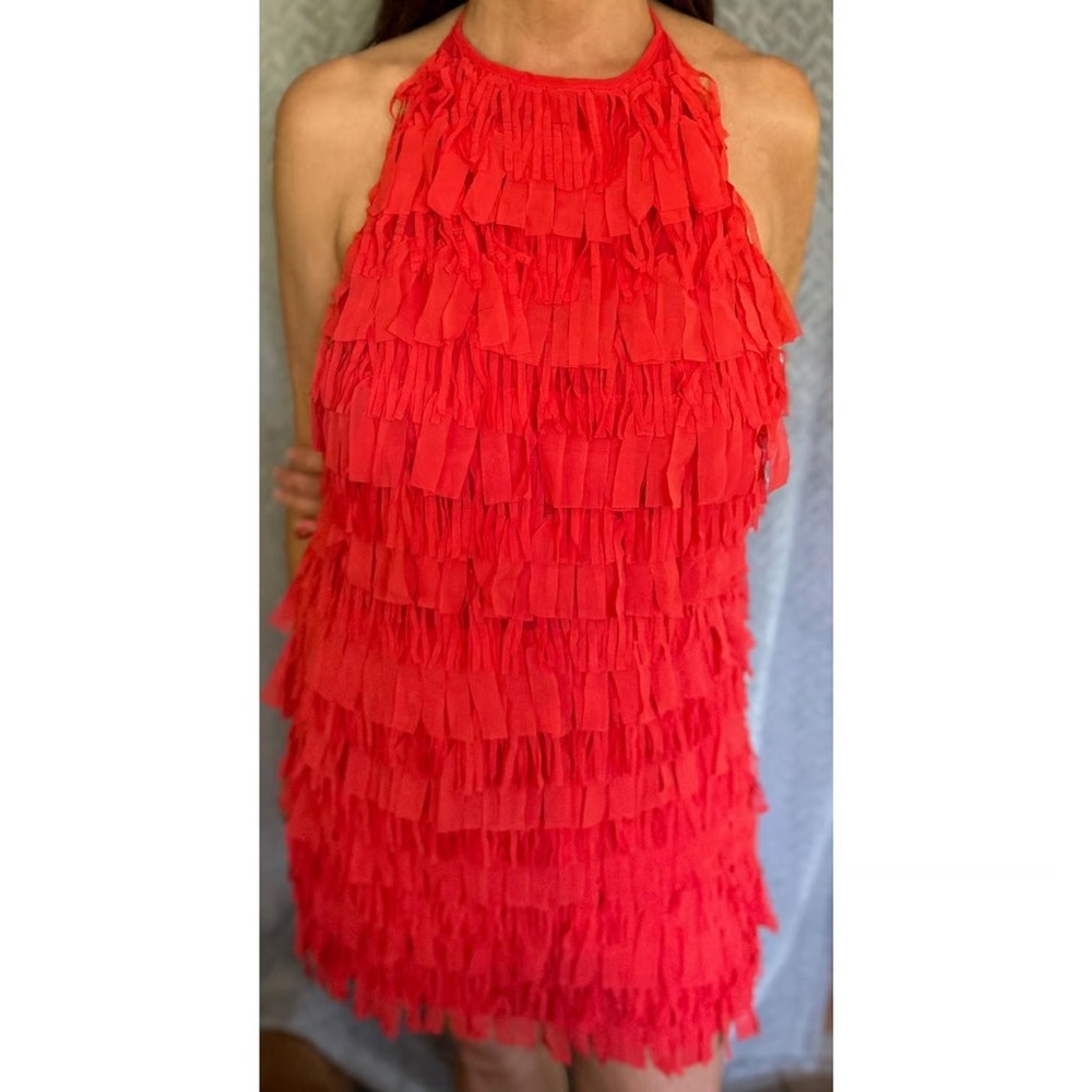 Elegant Red Halter Dress